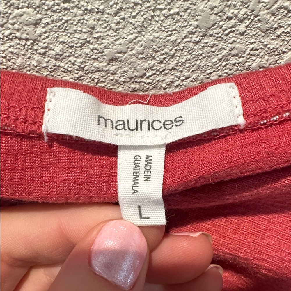 Maurices Coral Ruffle Off-Shoulder Slightly Crop Top Size Large - Picture 2 of 6